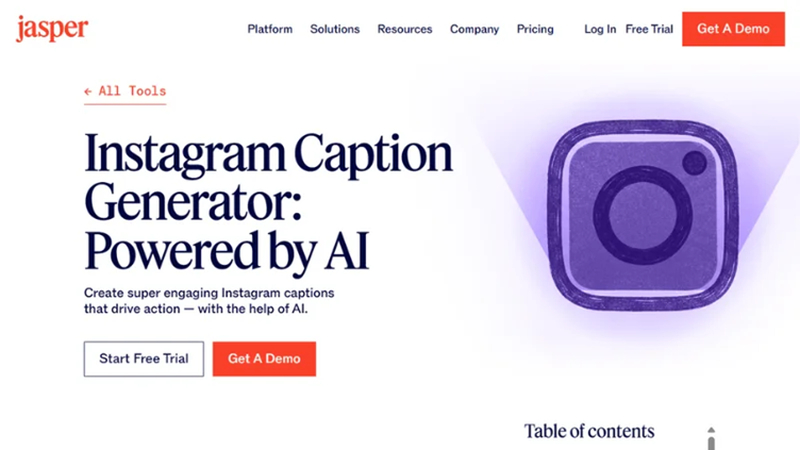jasper ai marketing caption writing assistant