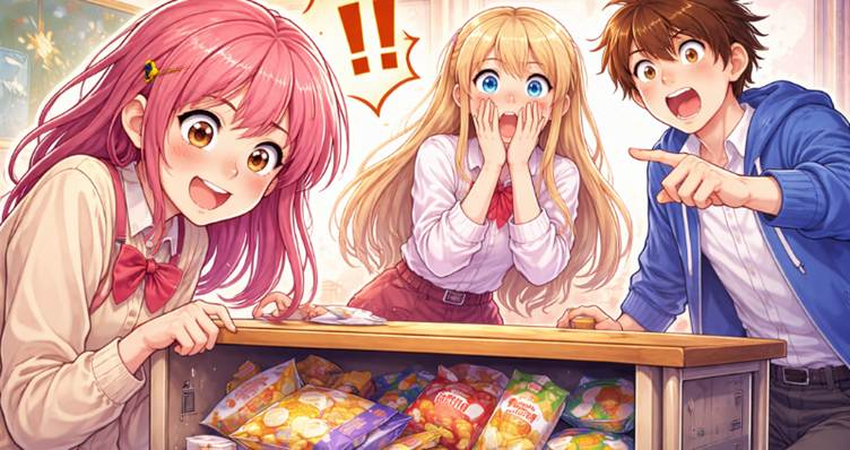 anime shock face character caught