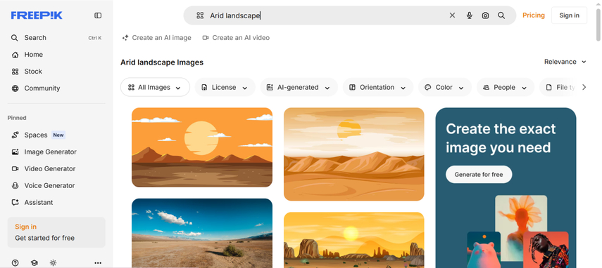 arid landscape ai freepik
