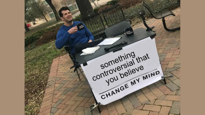 original change my mind meme steven crowder at tcu 2018  