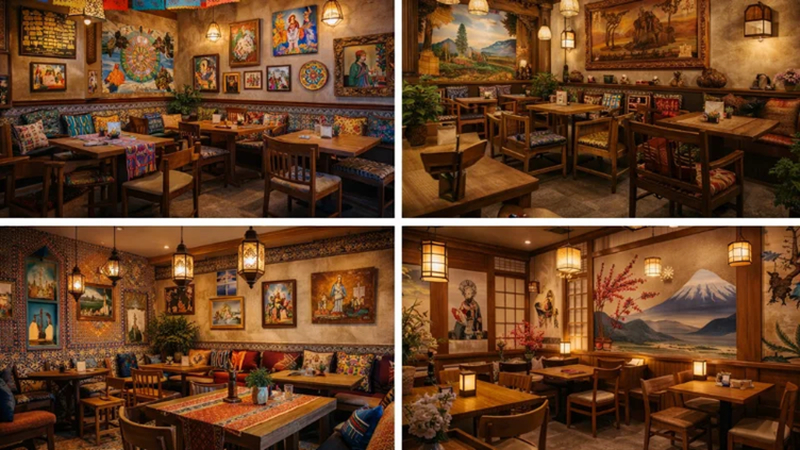 أفضل تصميم داخلي للمقاهي بديكور مستوحى من الثقافة المحلية