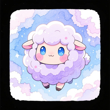 cute chibi cloud lamb concept