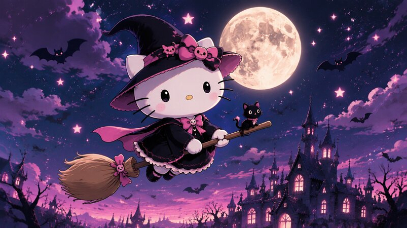 Cute Witch Hello Kitty Fantasy Theme