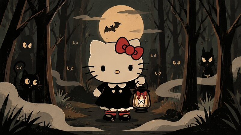 Dark Cute Hello Kitty Halloween Wallpaper
