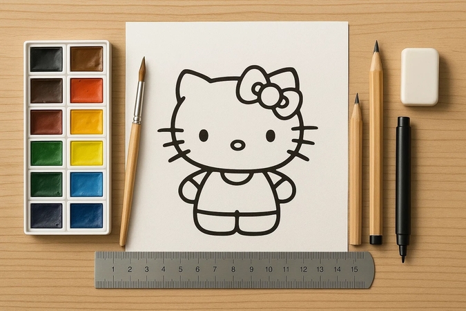 basic guide to draw hello kitty