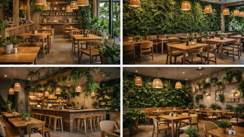 أفضل تصميم داخلي للمقاهي الصديقة للبيئة