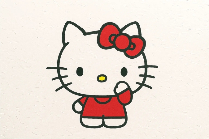 complete hello kitty drawing with pencil