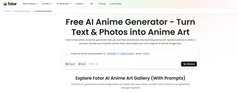 fotor ai random anime generator