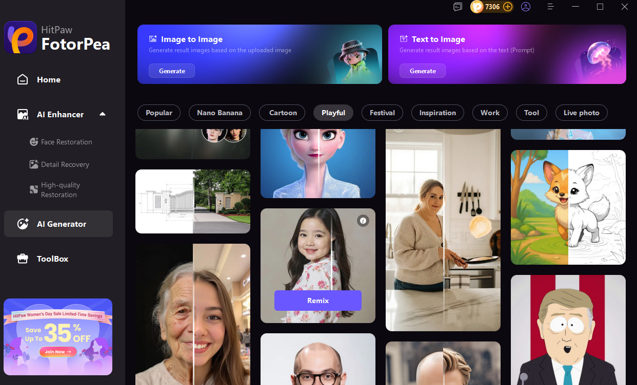 فلتر الطفل بالذكاء الاصطناعي مع HitPaw FotorPea