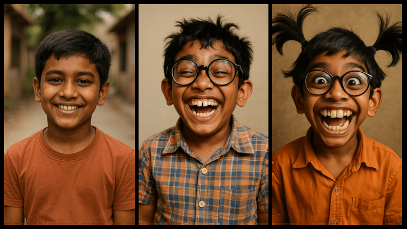 funny viral childhood ai photo prompt laughing trend