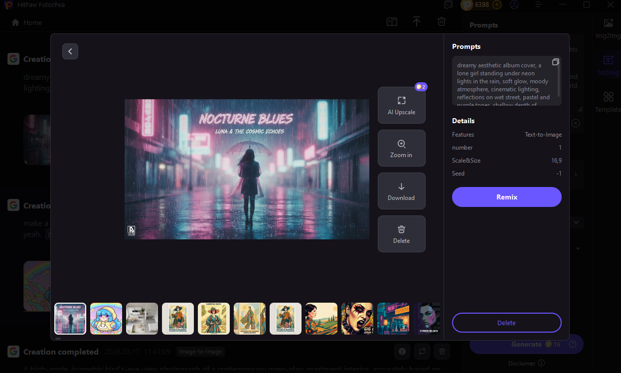 generate album song cover with fotorpea
