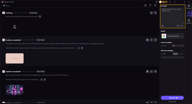 hitpaw generating pink wallpaper