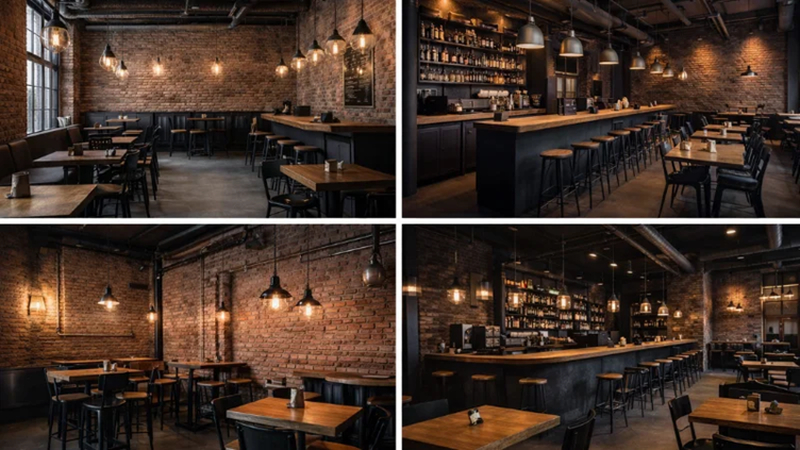 أفضل تصميم داخلي للمقاهي بالنمط الصناعي