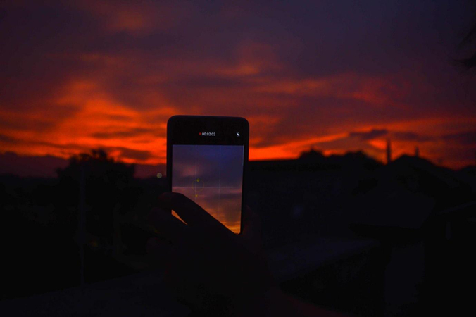 silhouette photo with iphone