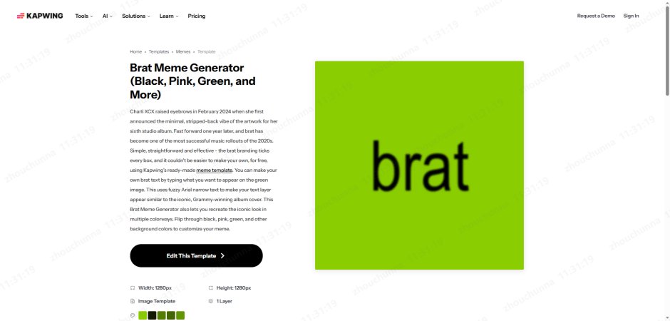 kapwing brat meme generator