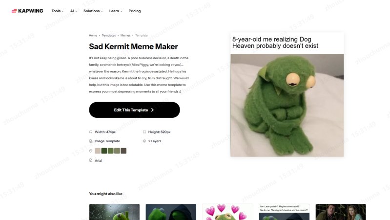 kapwing sad kermit meme