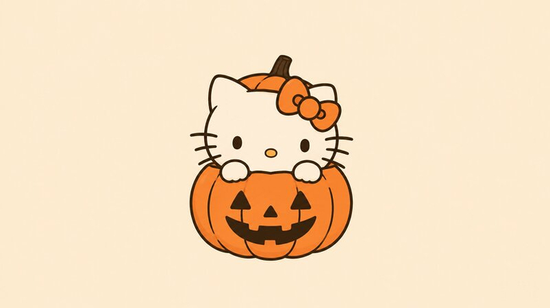 Minimal Halloween Hello Kitty Wallpapers
