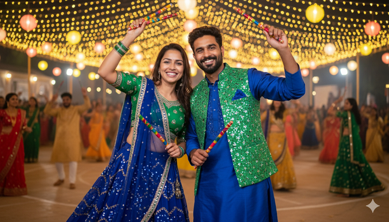navratri ai photo prompt dance couple
