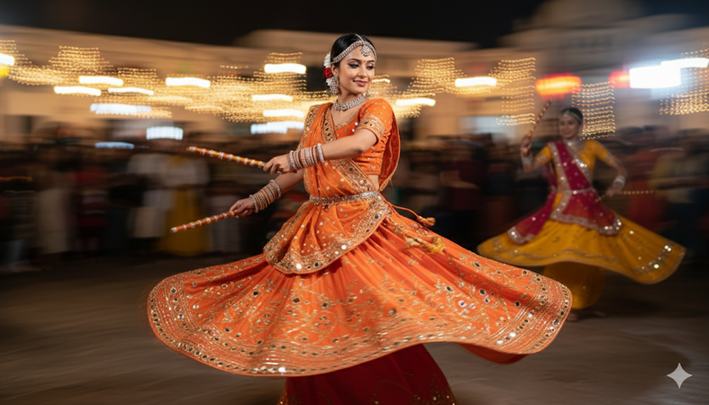 navratri ai photo prompt lehenga twirl