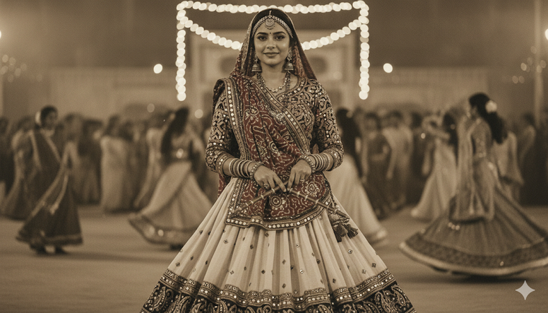 navratri ai photo retro style