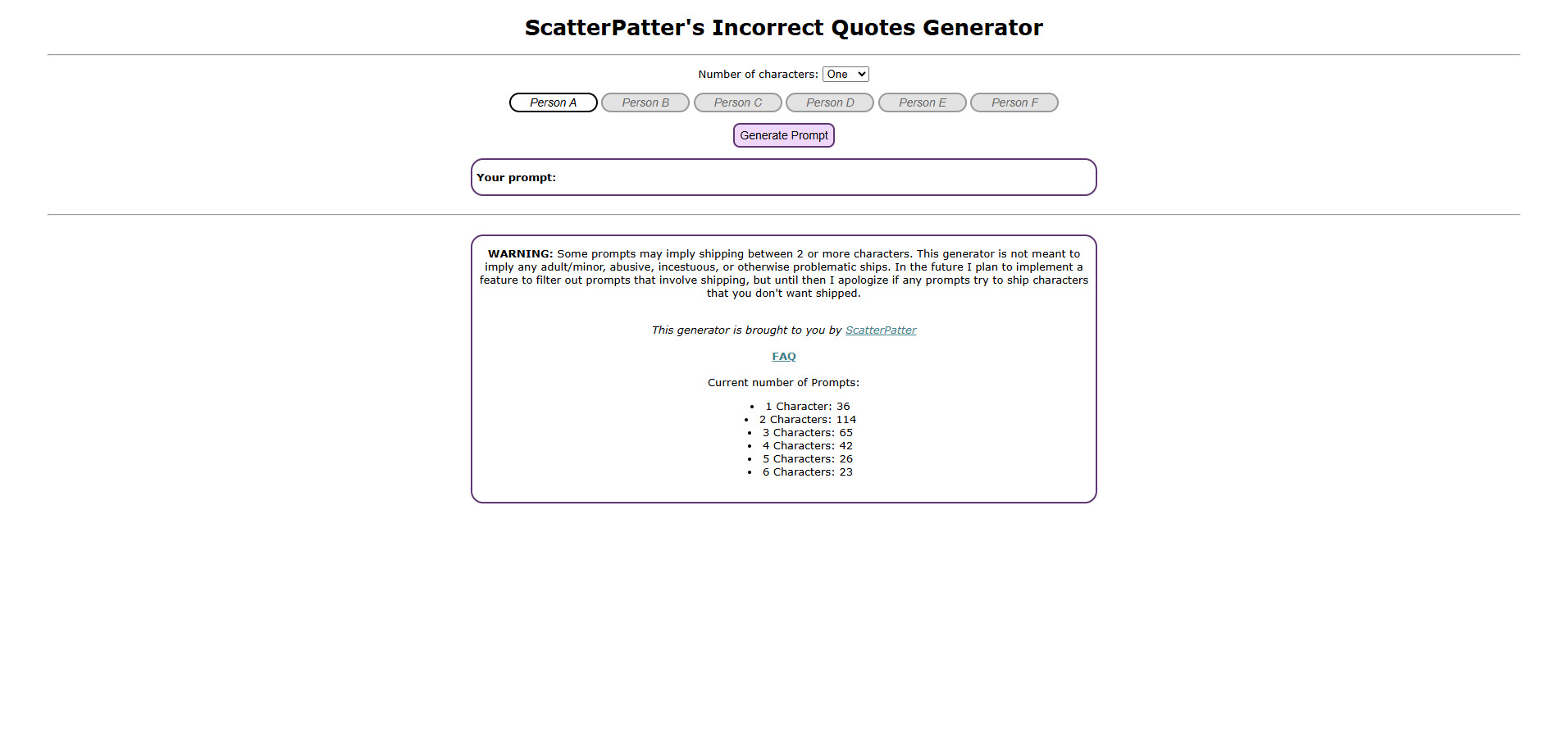 scatterpatter incorrect quotes generator