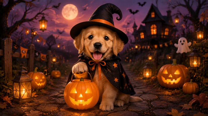 Seasonal Cute Dog Wallpaper