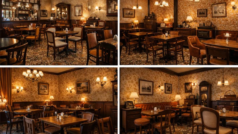 أفضل تصميم داخلي للمقاهي بالنمط الكلاسيكي العتيق