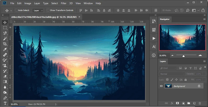 Photoshop interface with layers, filters, and animation tools
