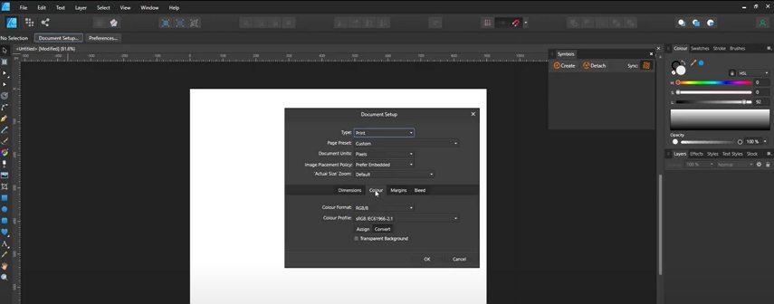 create a new document in Affinity