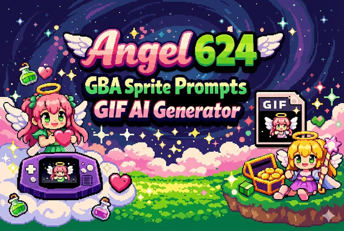 cover photo of angel 624 gba sprite prompt