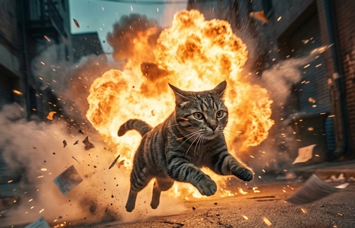 cat jumping explosion