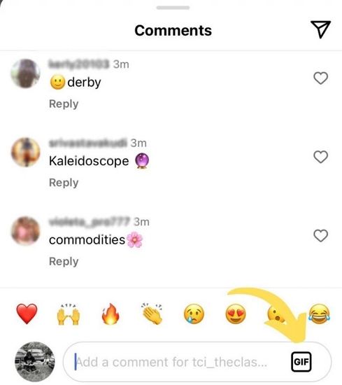 GIF option on Instagram comment