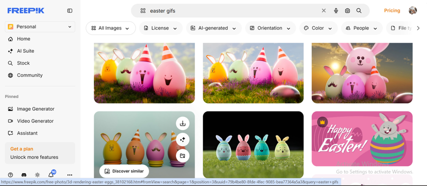 freepik easter gif search results for professional social media use