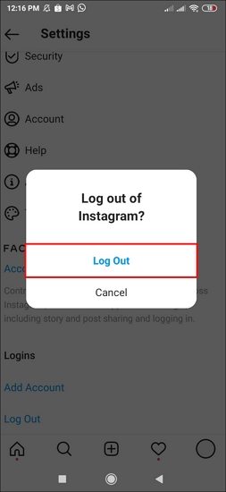 log out of Instagram to fix gif not working