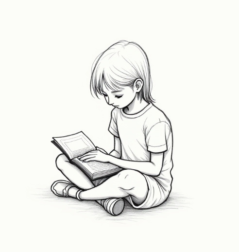 drawing ideas easy cute girl redaing books