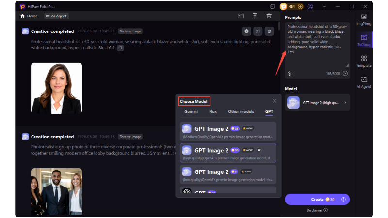 Generate AI Professional Headshot from text prompts with GPT Image 2
