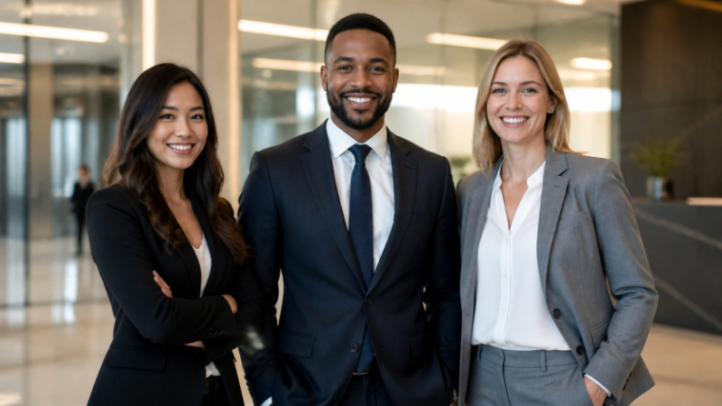 Corporate team group headshots with professional business attire created using GPT Image 2