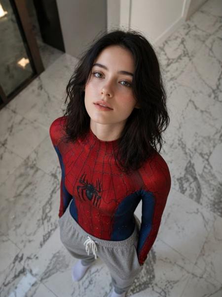 soft girl spiderman mirror selfie style