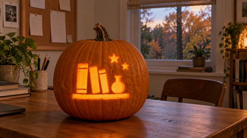 A Magical Bookshelf Pumpkin