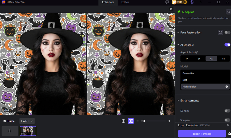 FotorPeaによるハロウィンAI写真
