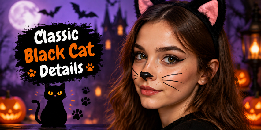 Classic black cat Halloween face paint