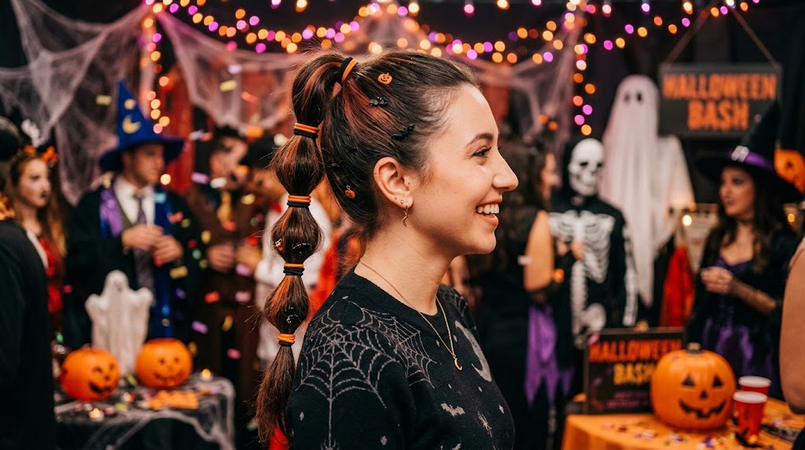 bubble ponytail halloween hairdos