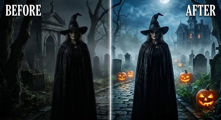 enhance Halloween spooky video with AI
