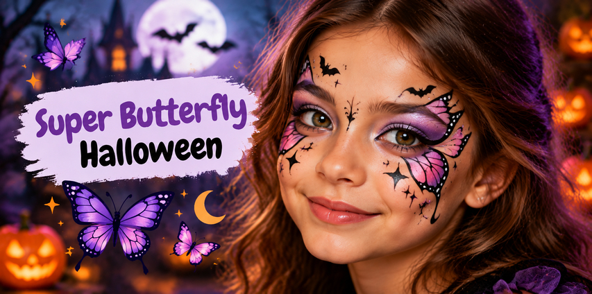 Creative Halloween butterfly face paint design