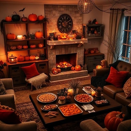 cozy halloween living room
