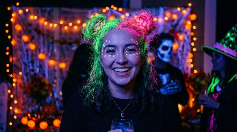 glow in the dark neon halloween hair