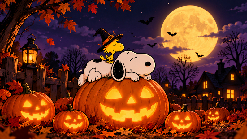 snoopy halloween wallpaper with snoopy on a pumpkin