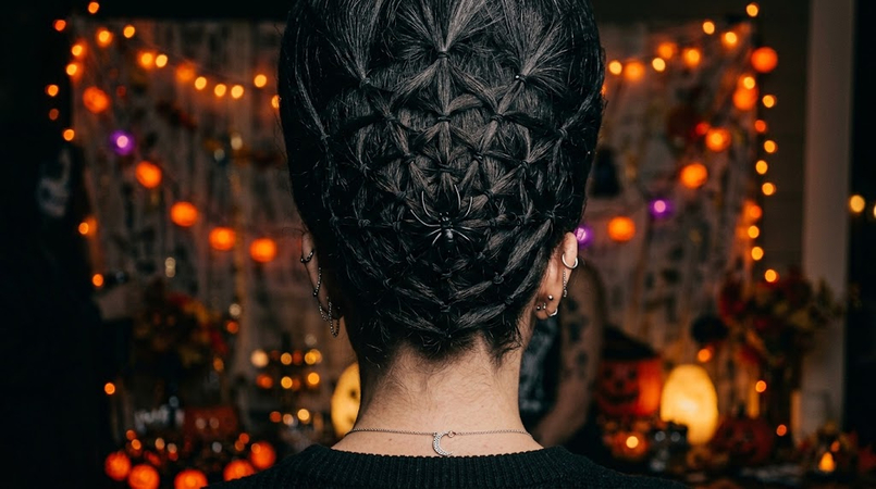 spiderweb braids halloween hairstyle