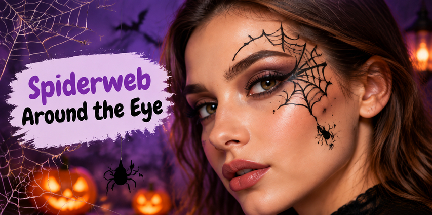 Halloween spiderweb face paint design