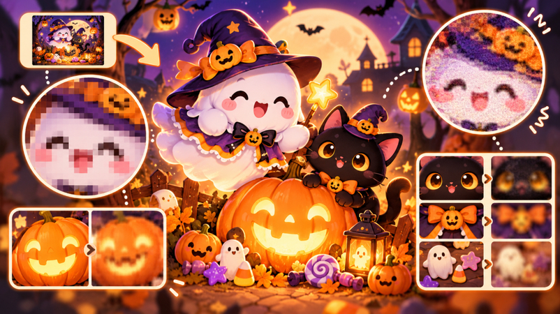 Comparison showing blurry Halloween GIF